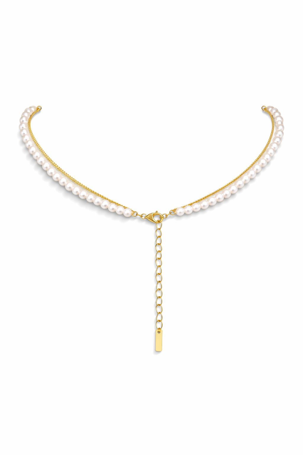 Heart-shaped gold pearl necklace