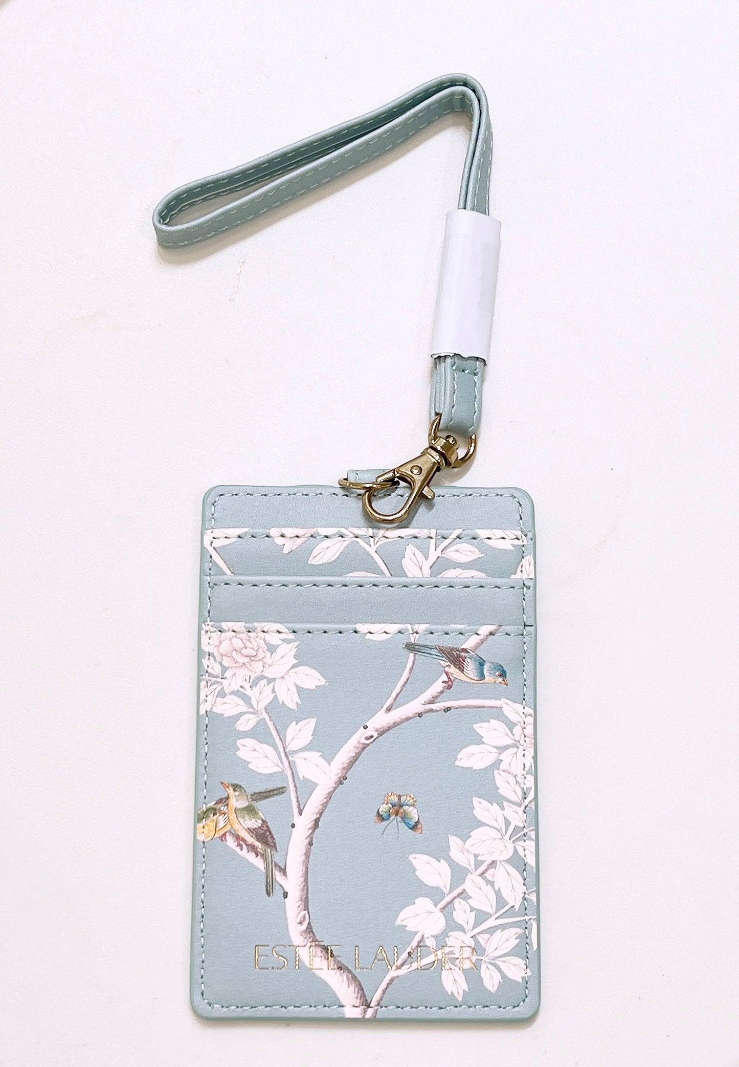 Estée Lauder Flower PU Leather Card Sleeve Wallet with Lanyard
