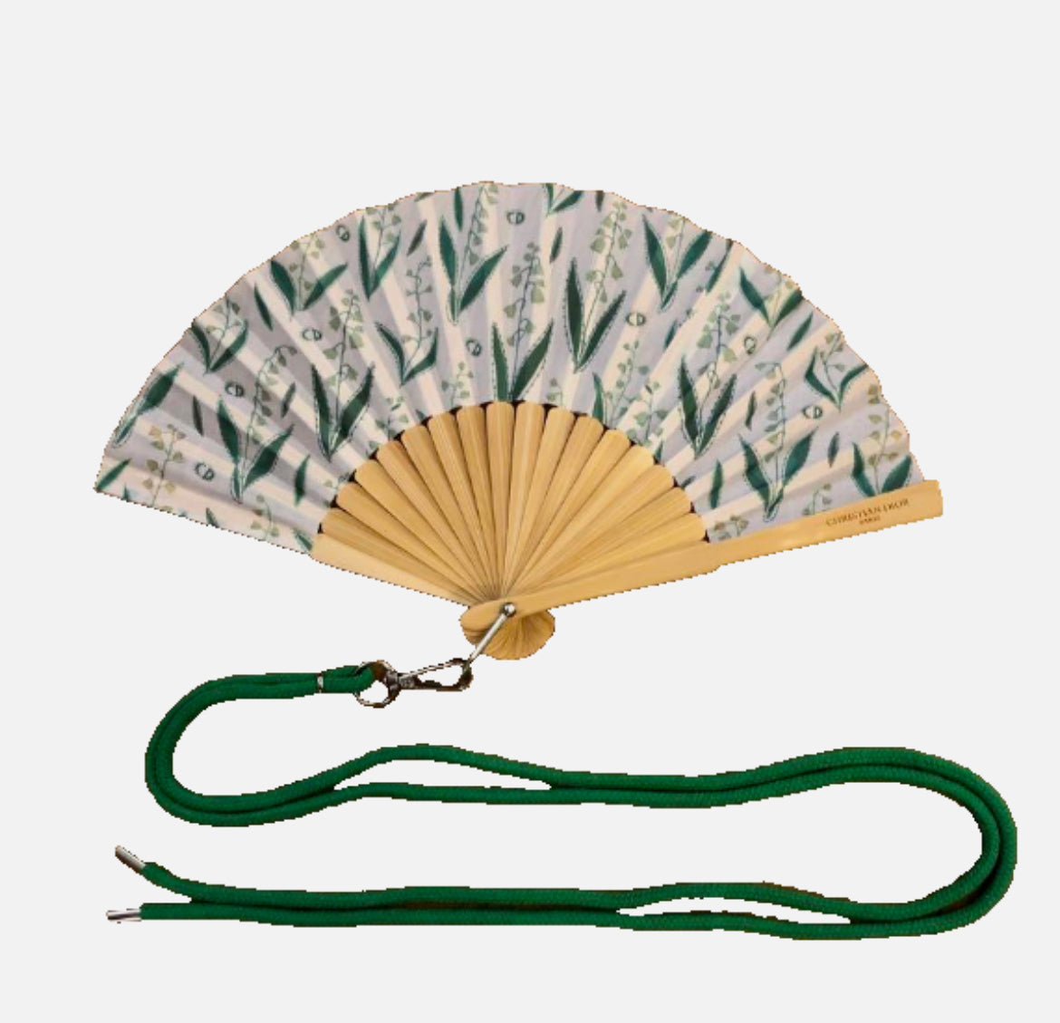 Christian Dior Novelty lily of the valley Mini Folding Fan with Strap Limited