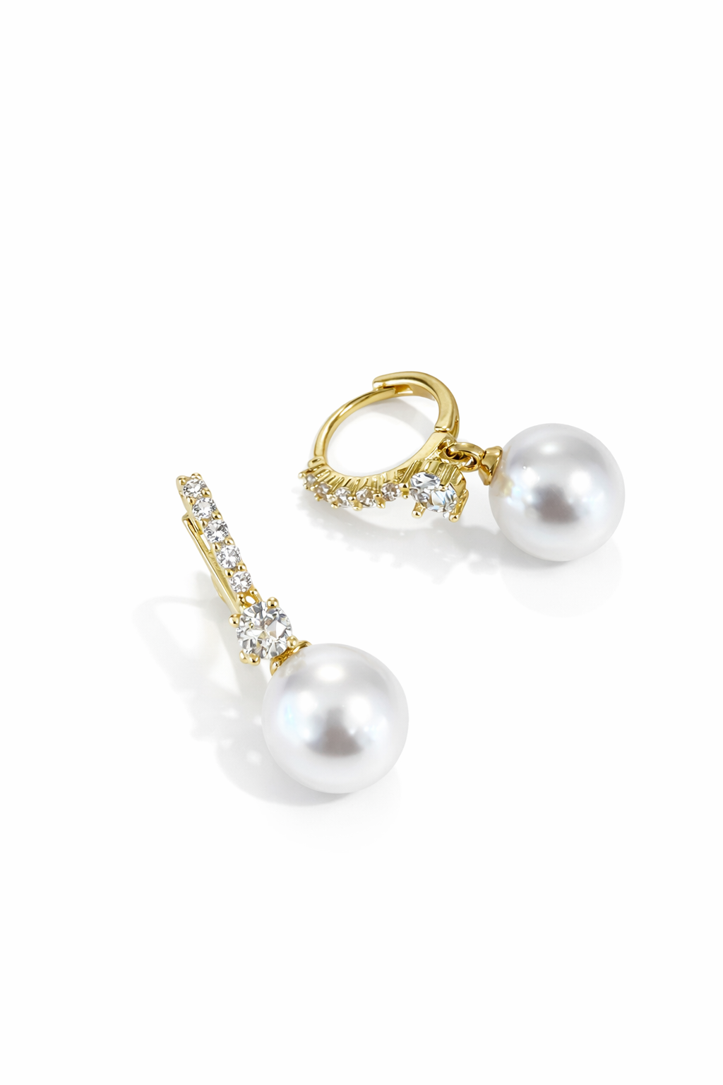 Diamond pearl earrings