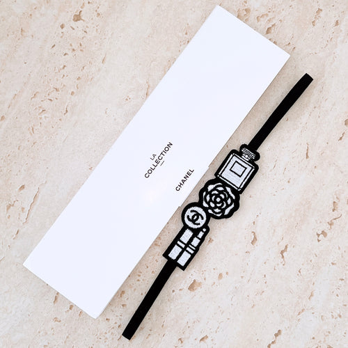Chanel Novelty Bookmark Logo Cosmetics Flowers White Black Limited