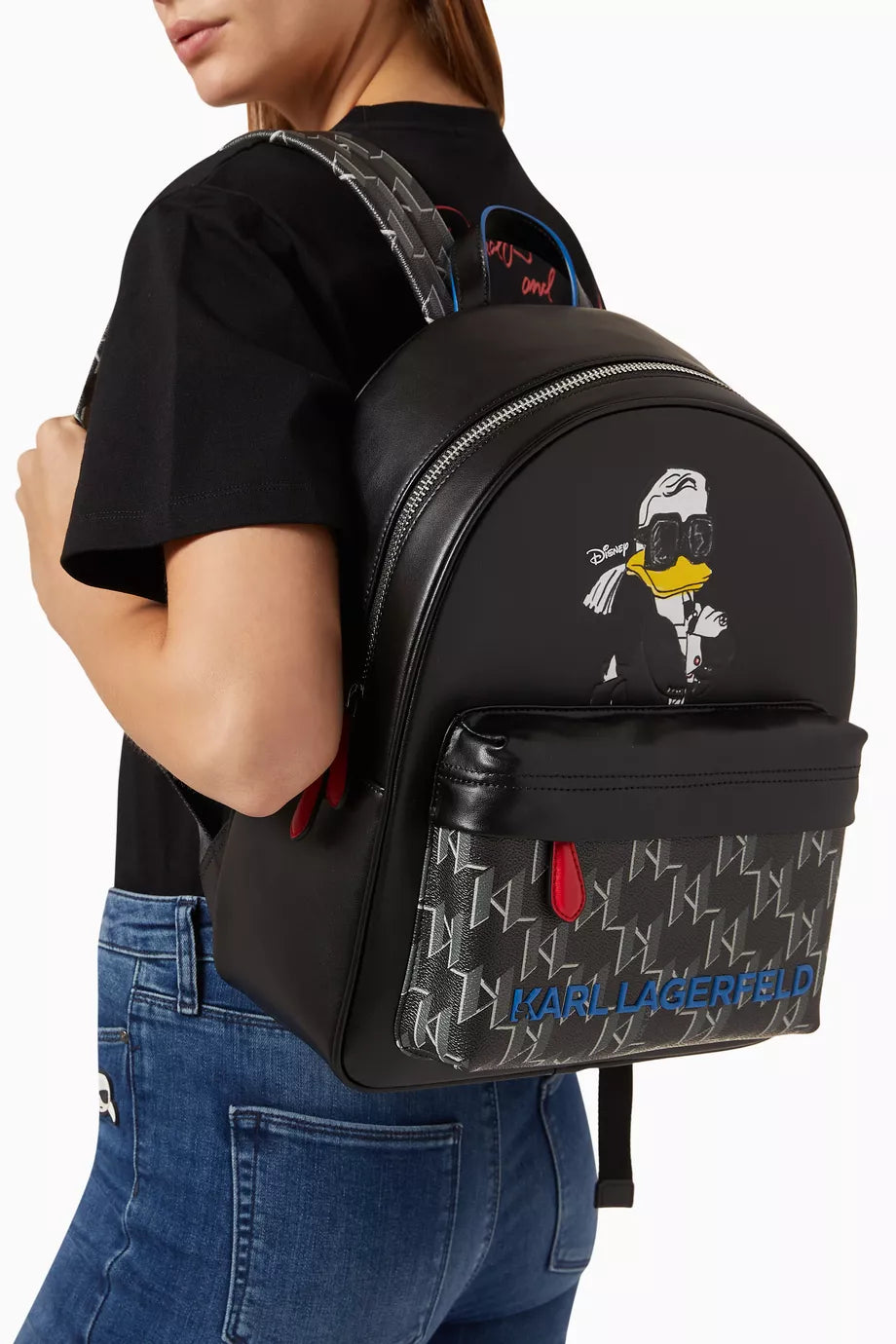 Karl Lagerfeld Kl X Disney Donald Duck On Shade Backpack In Black