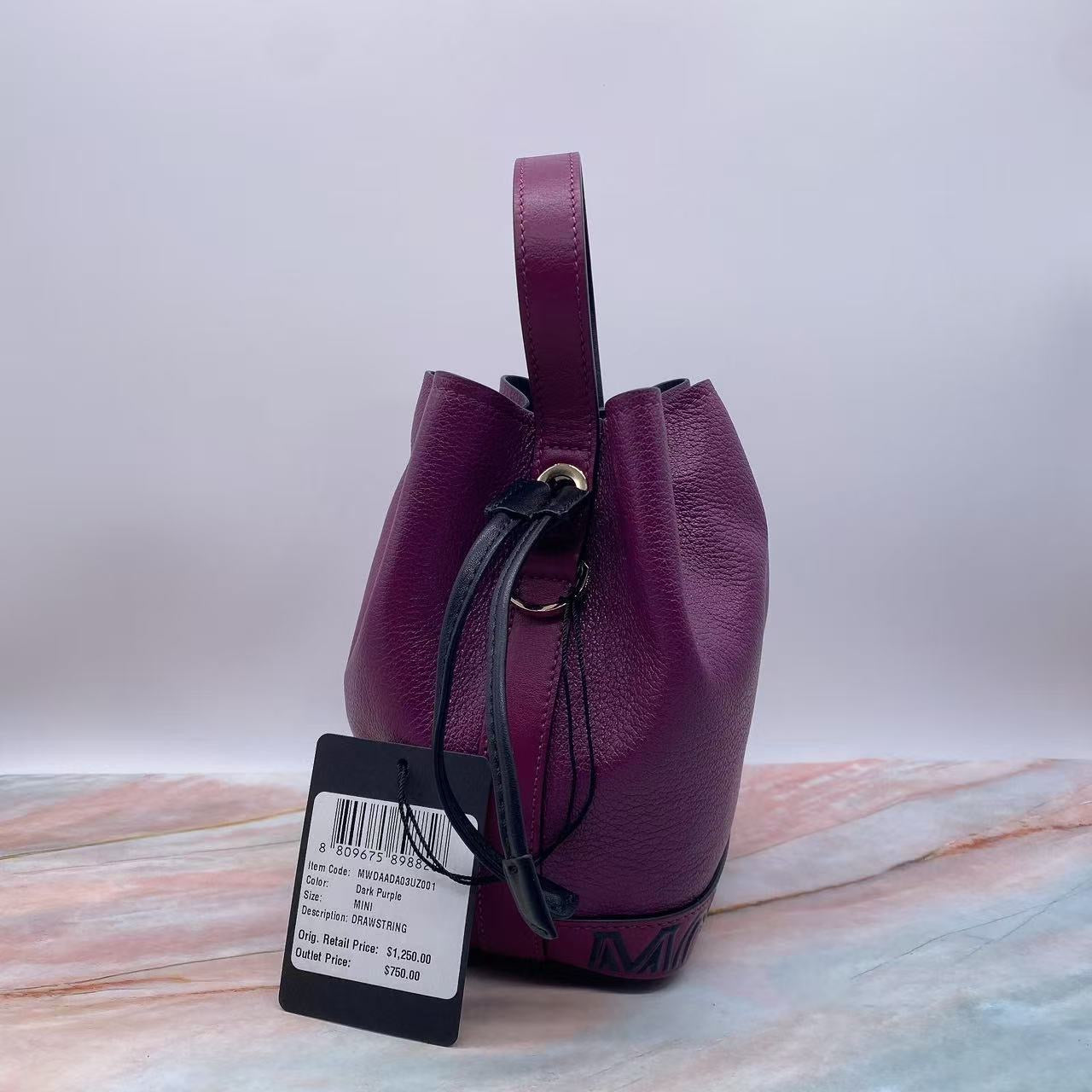 (Preorder) MCM Milano Mini Leather bucket Bag-dark purple