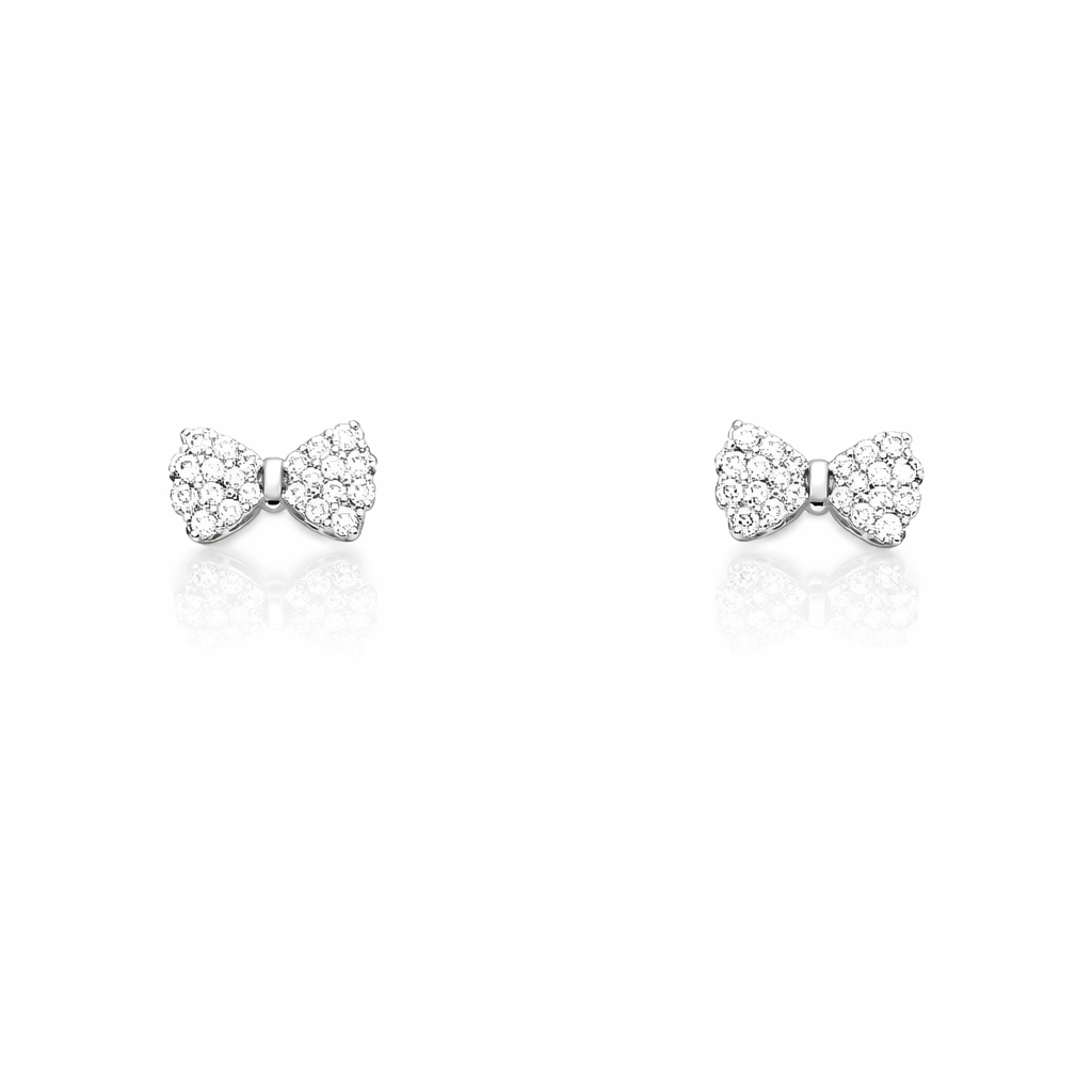 Diamond-encrusted bow stud earrings