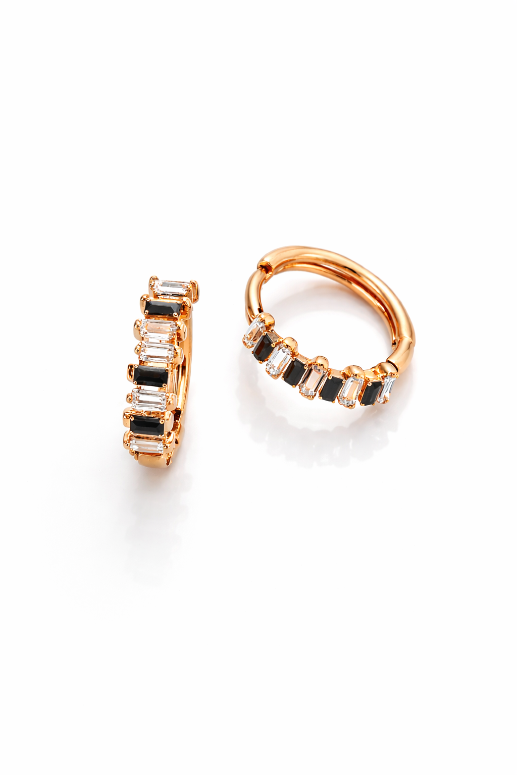 baguette-cut hoop earrings