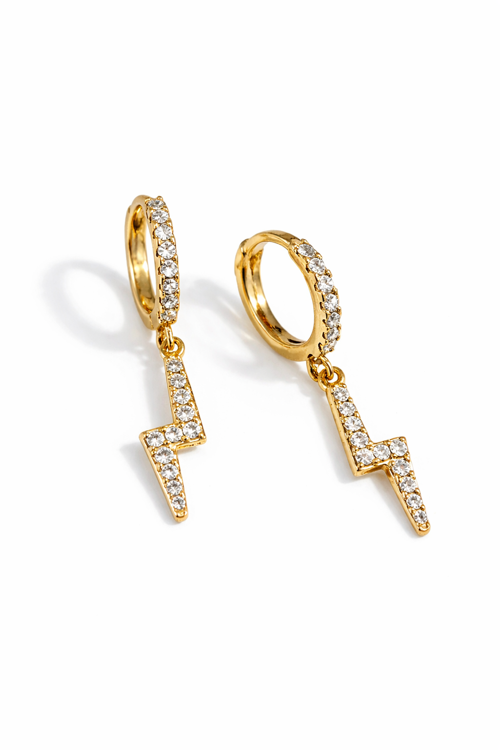 Gold lightning bolt huggie hoop earrings