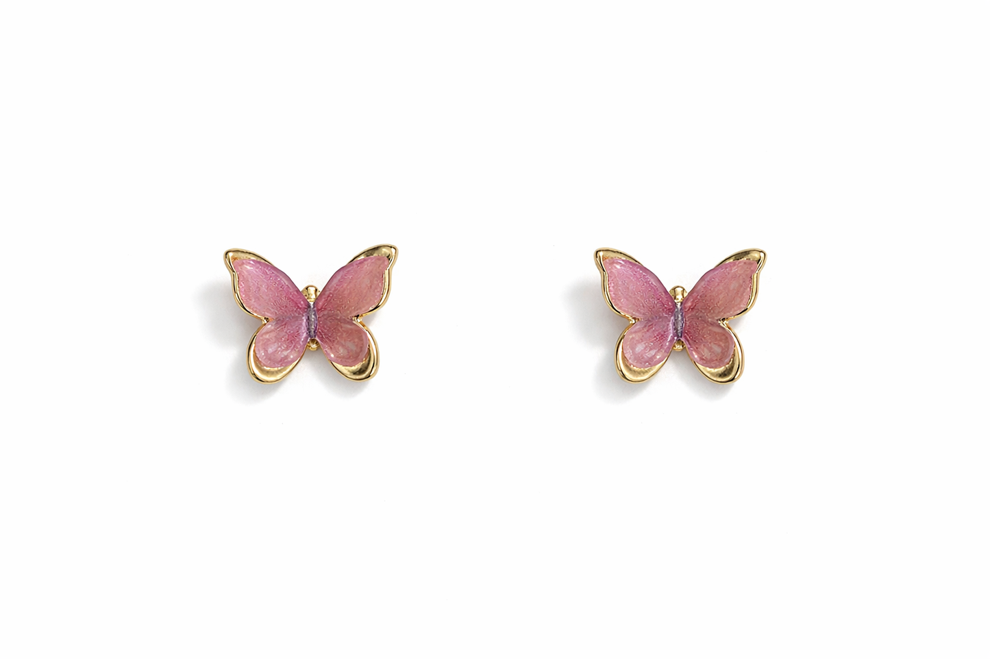 Pink butterfly earrings