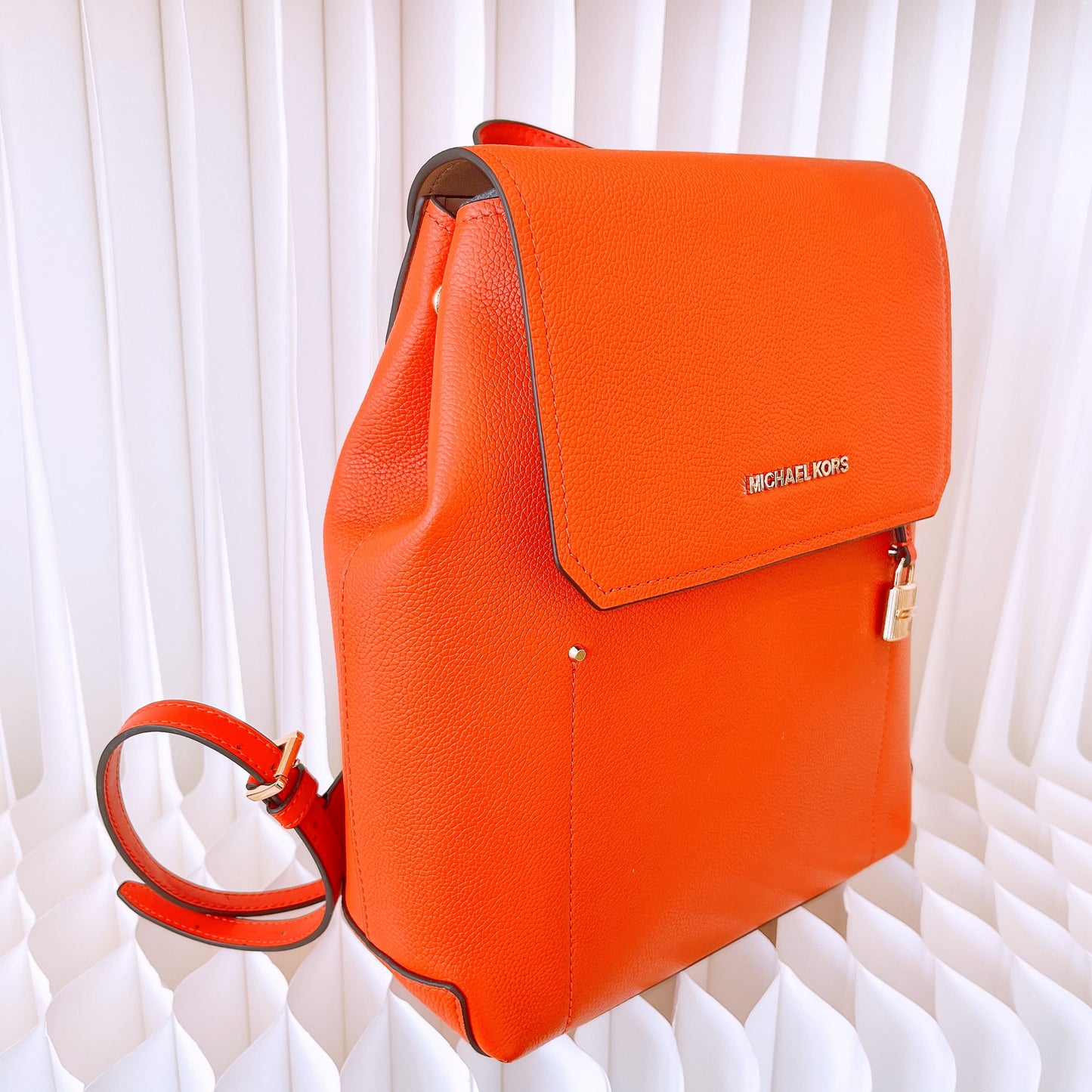 Michael Kors MK Hayes Medium Leather Backpack orange