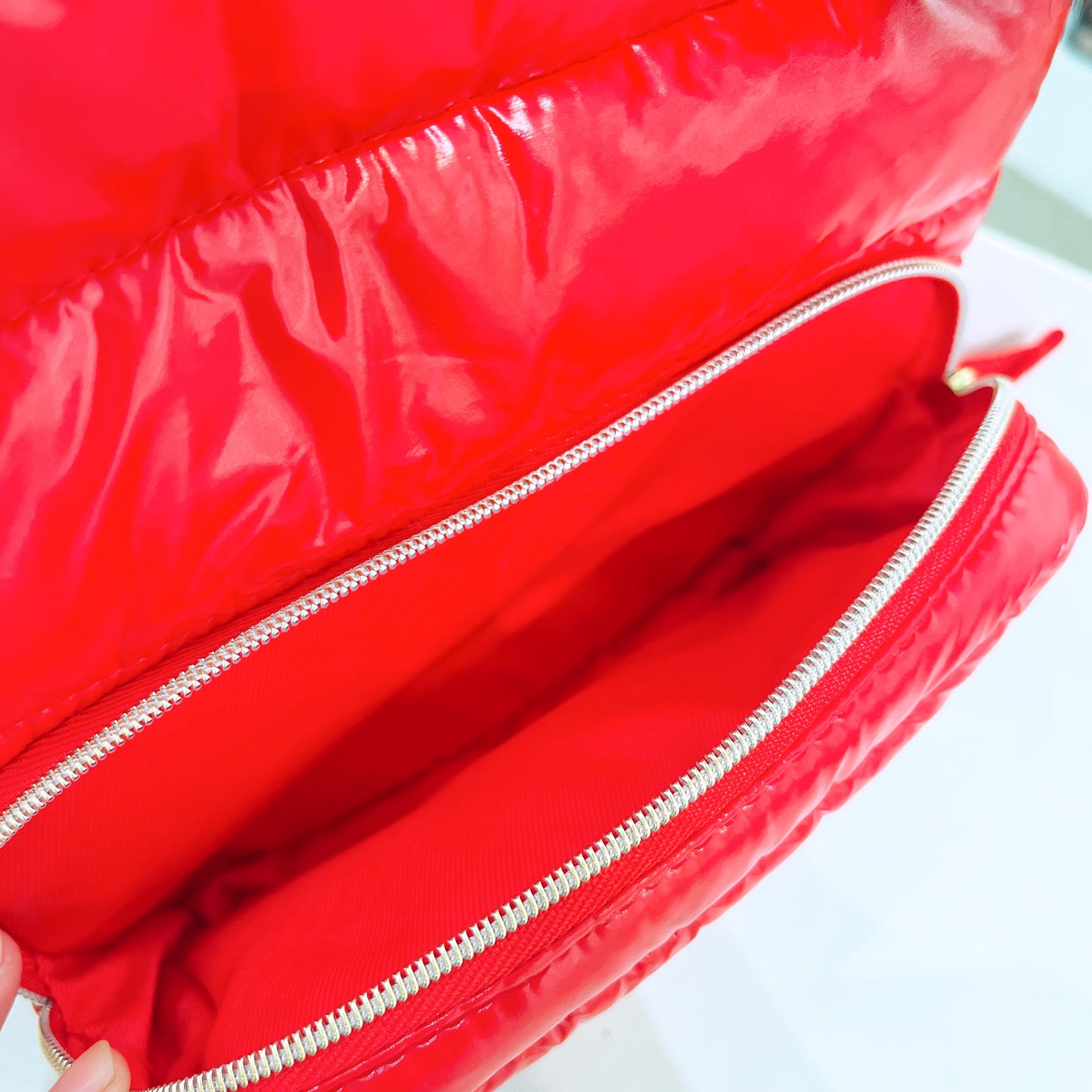 Estee Lauder Red Fluffy Backpack