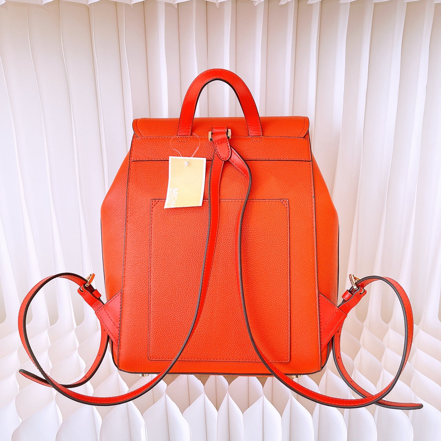 Michael Kors MK Hayes Medium Leather Backpack orange