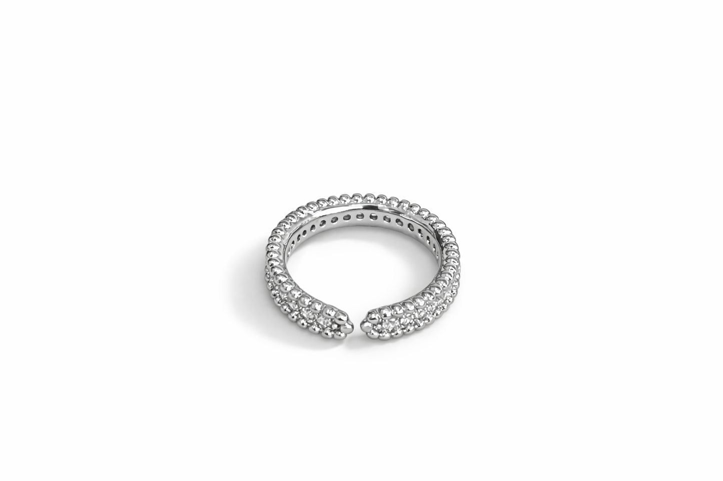 Double row inlaid with diamonds Opening ring