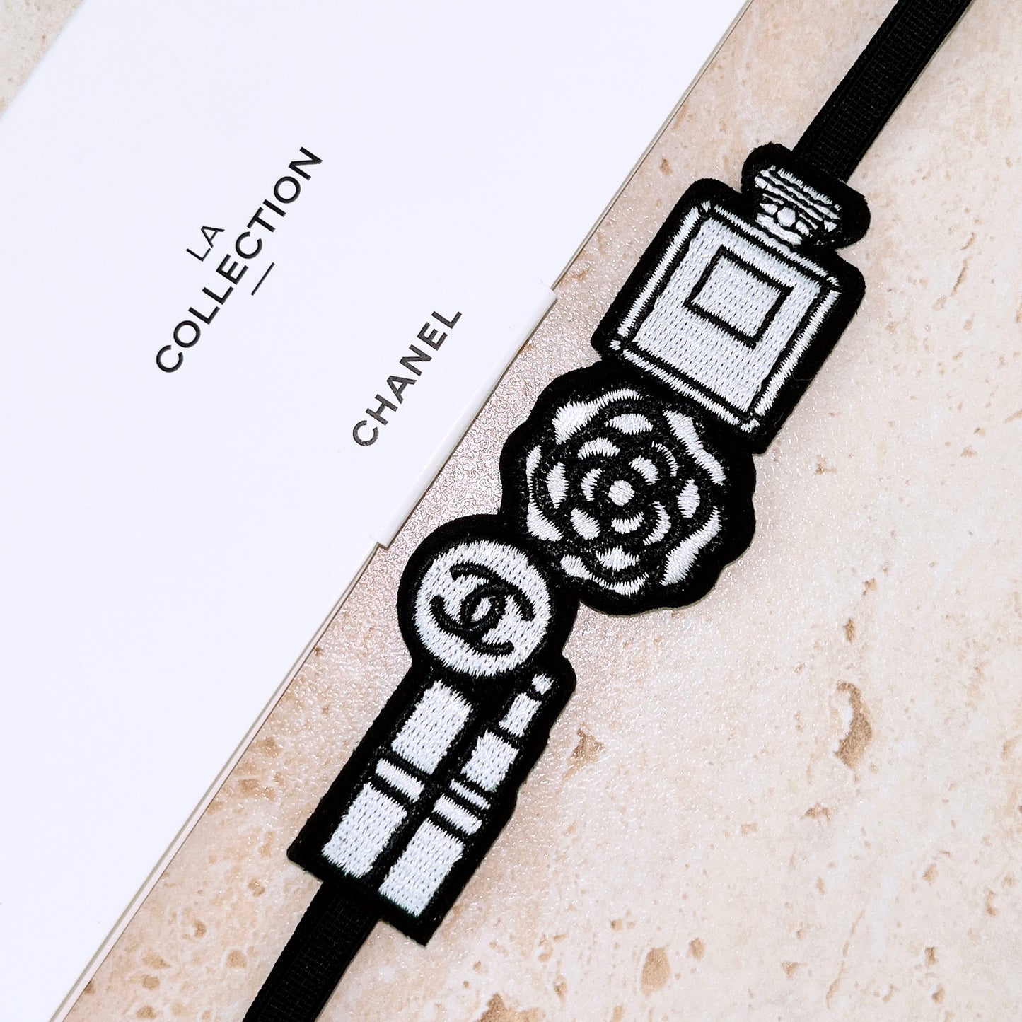 Chanel Novelty Bookmark Logo Cosmetics Flowers White Black Limited