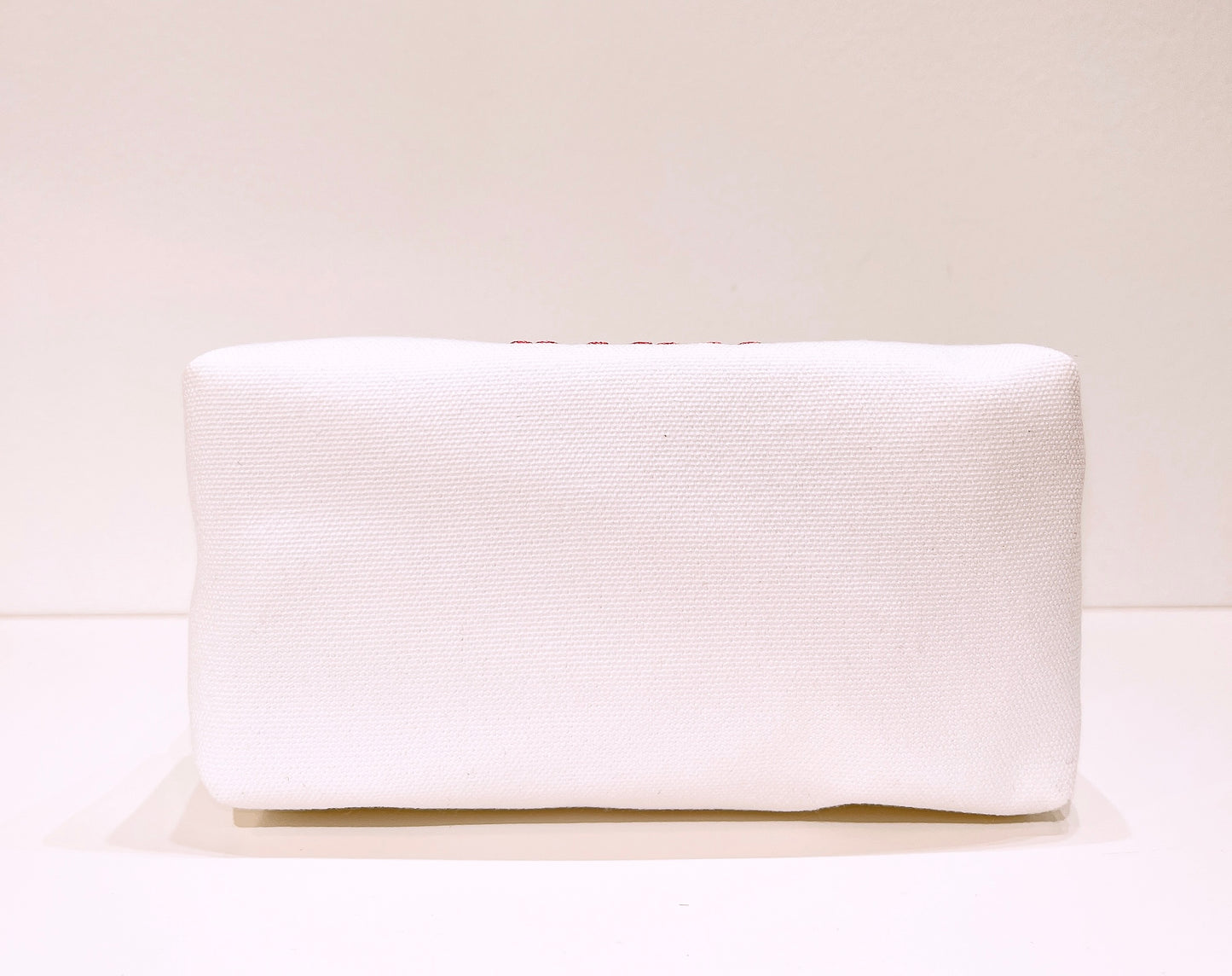 Miss Dior Logo Embroidered White Makeup Bag
