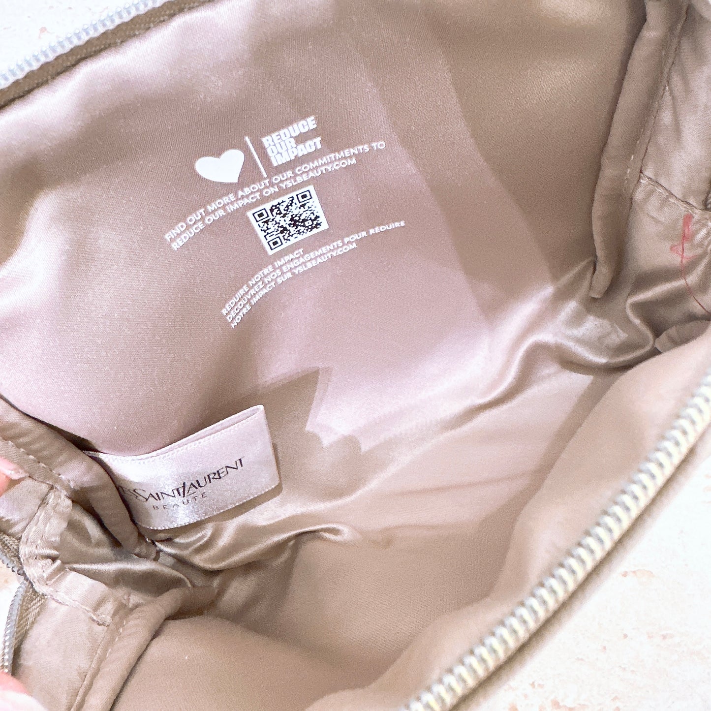 YSL Beauty brown cosmetic bag