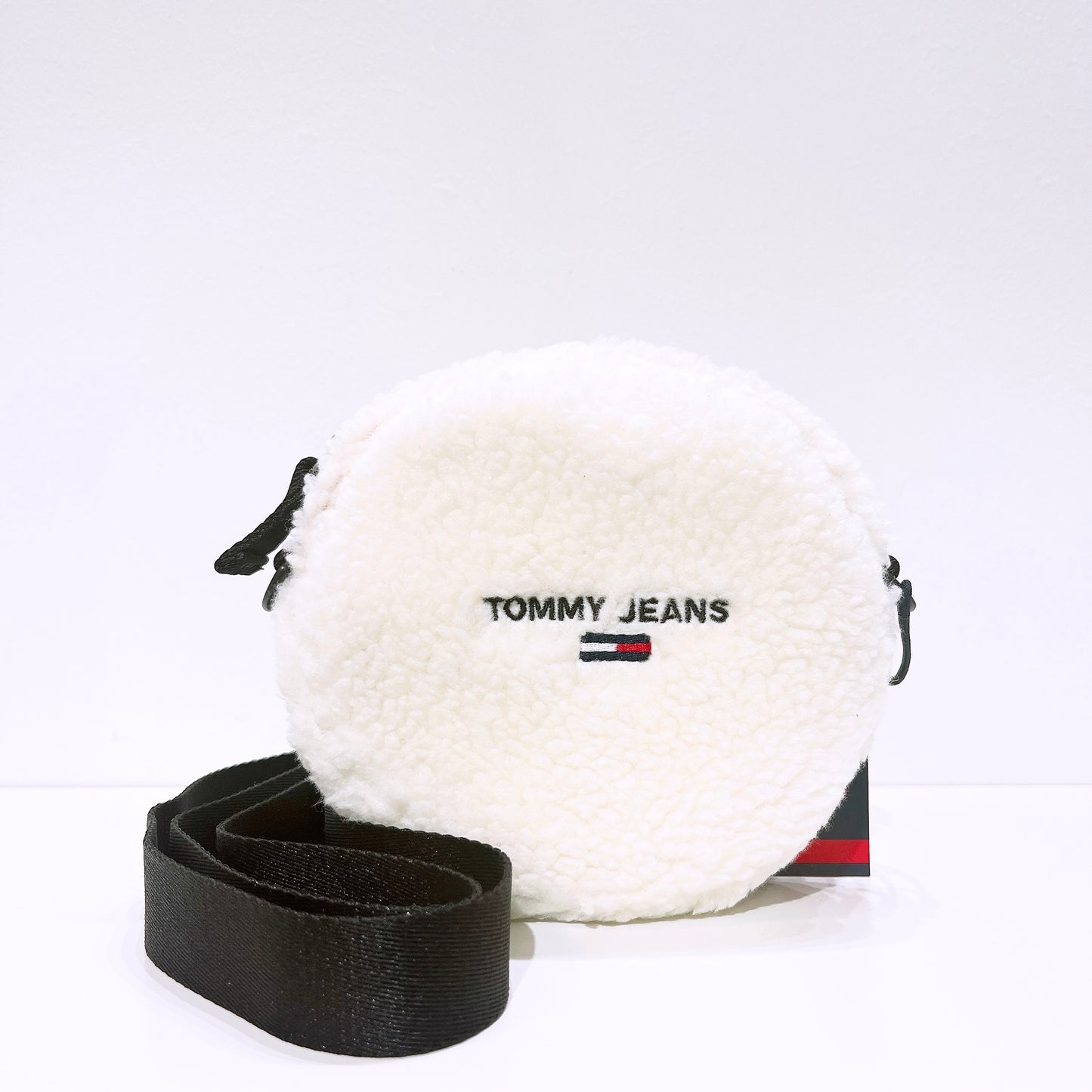 Tommy Jeans small imitation lambskin embroidery LOGO round cross-body bag
