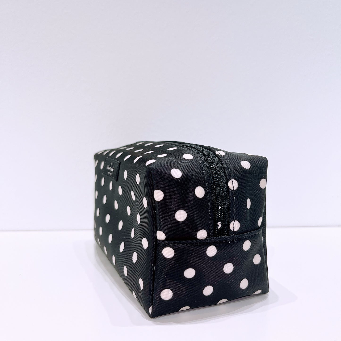 Kate Spade Black nylon polka dot cosmetic bag