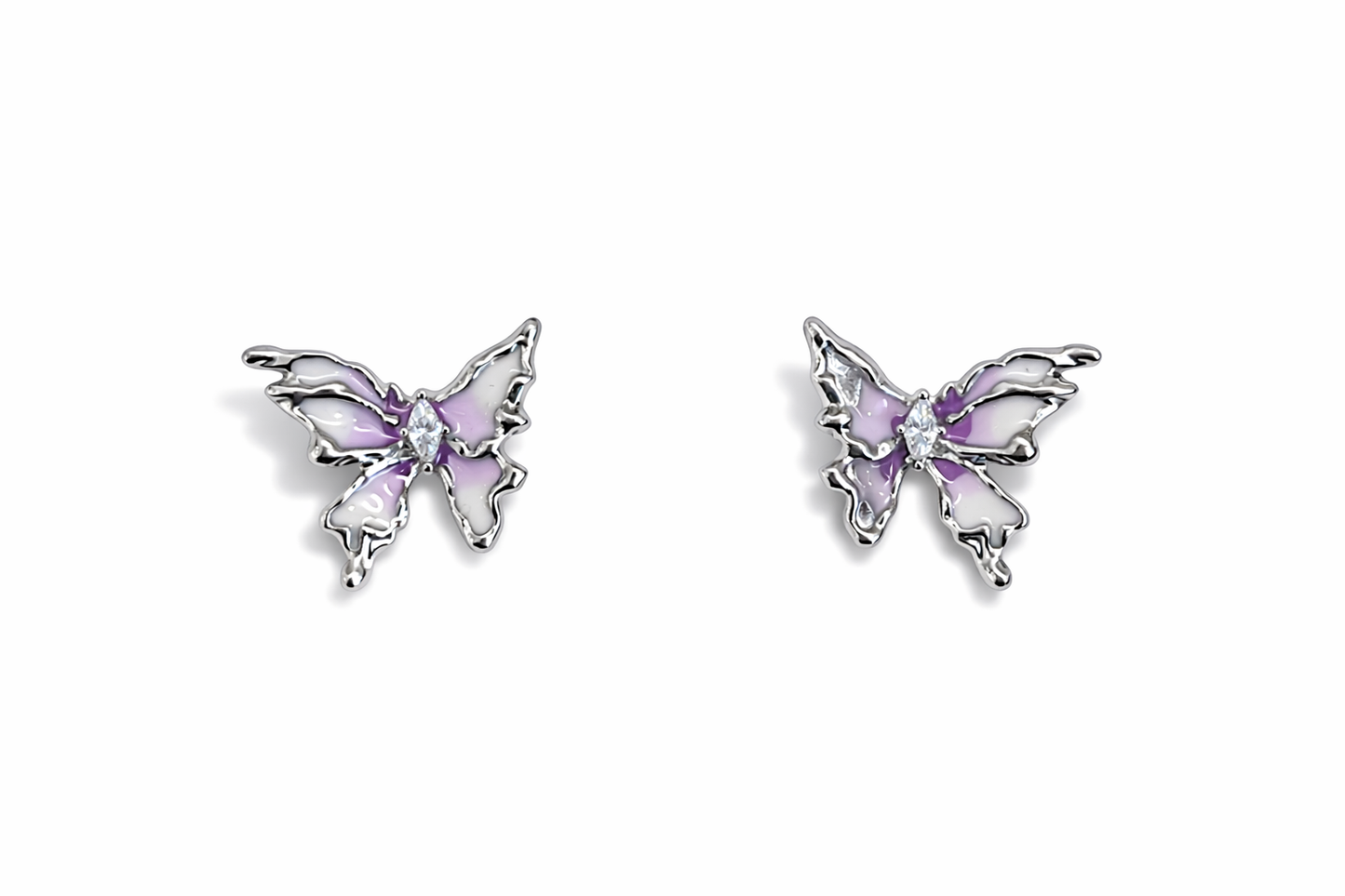 Purple butterfly earrings