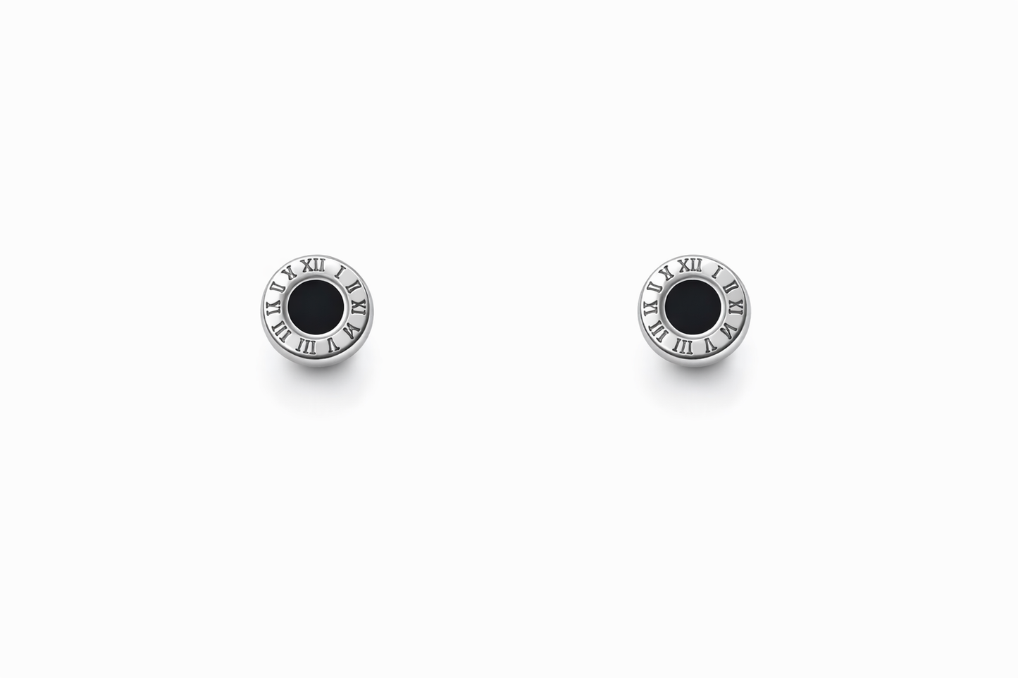 Roman numeral black lacquered earrings