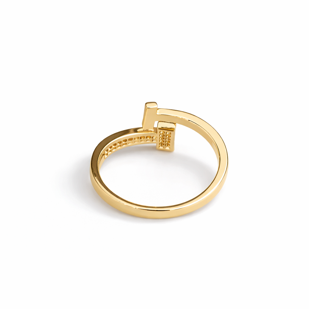 T-shaped open diamond ring