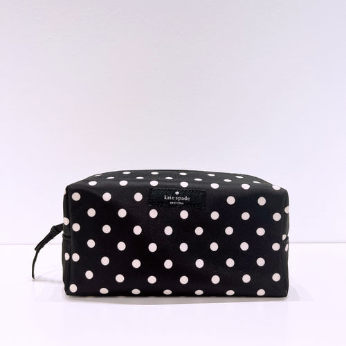 Kate Spade Black nylon polka dot cosmetic bag