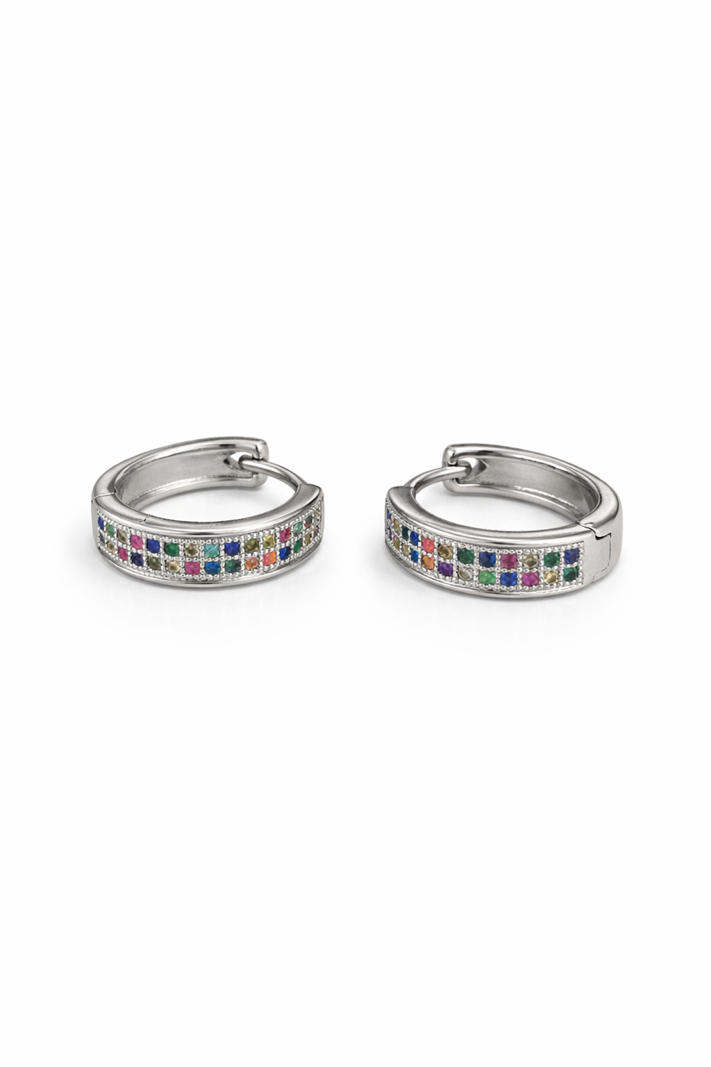 Multi-colour gemstone hoop earrings