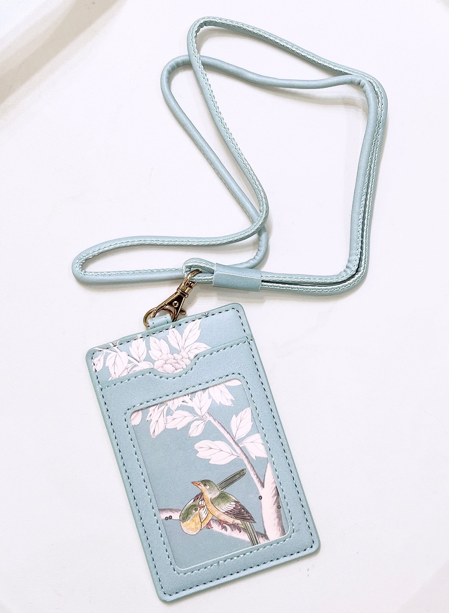 Estée Lauder Flower PU Leather Card Sleeve Wallet with Lanyard