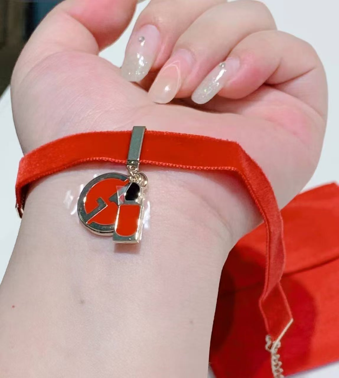 Giorgio Armani Beauty red velvet charm bracelet