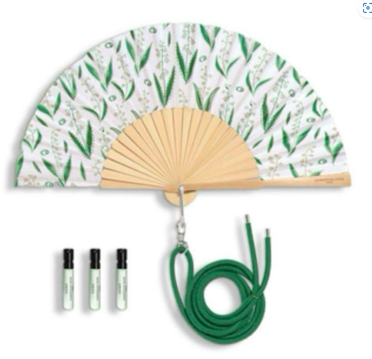 Christian Dior Novelty lily of the valley Mini Folding Fan with Strap Limited