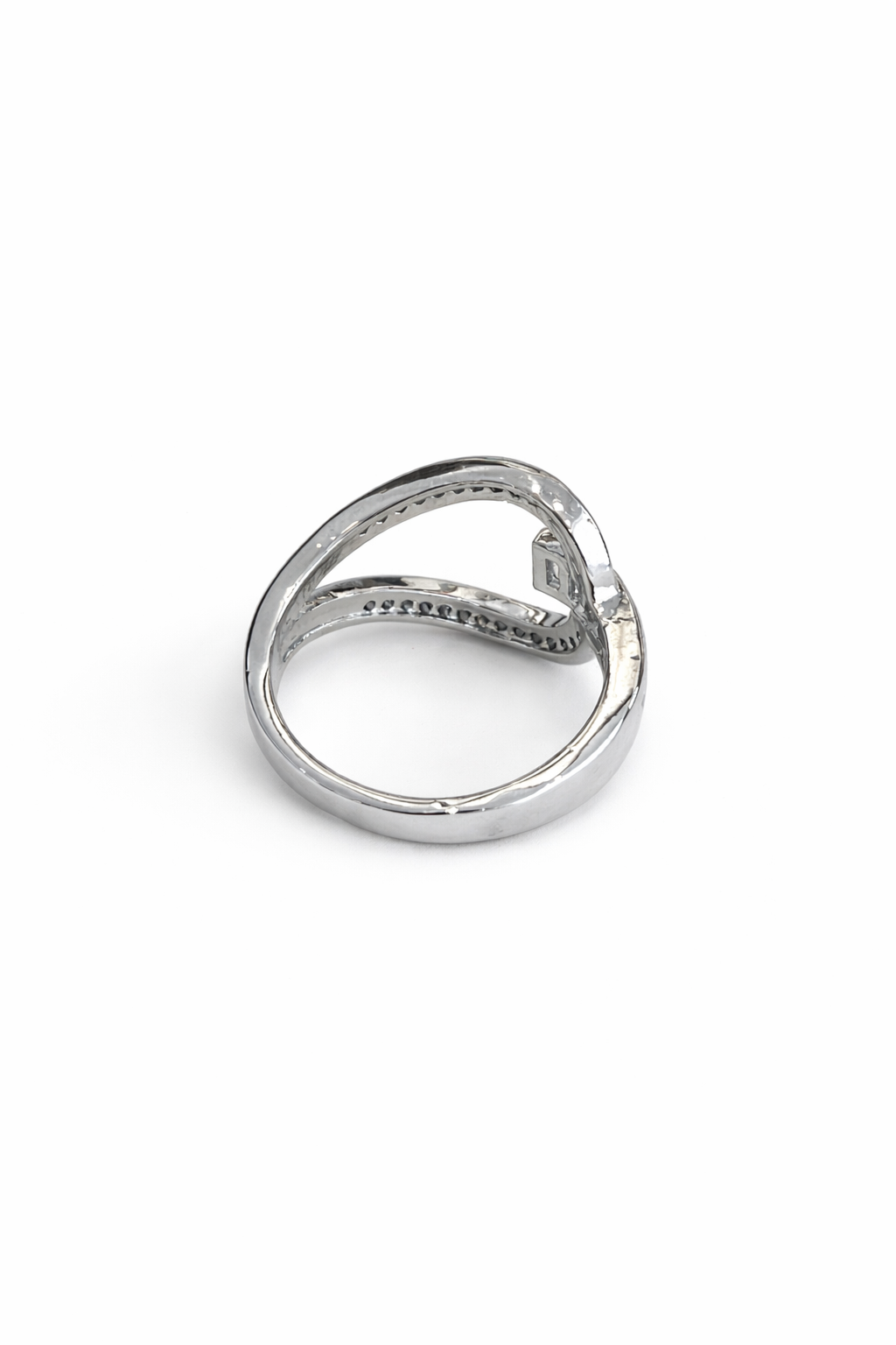 Silver diamond twist ring