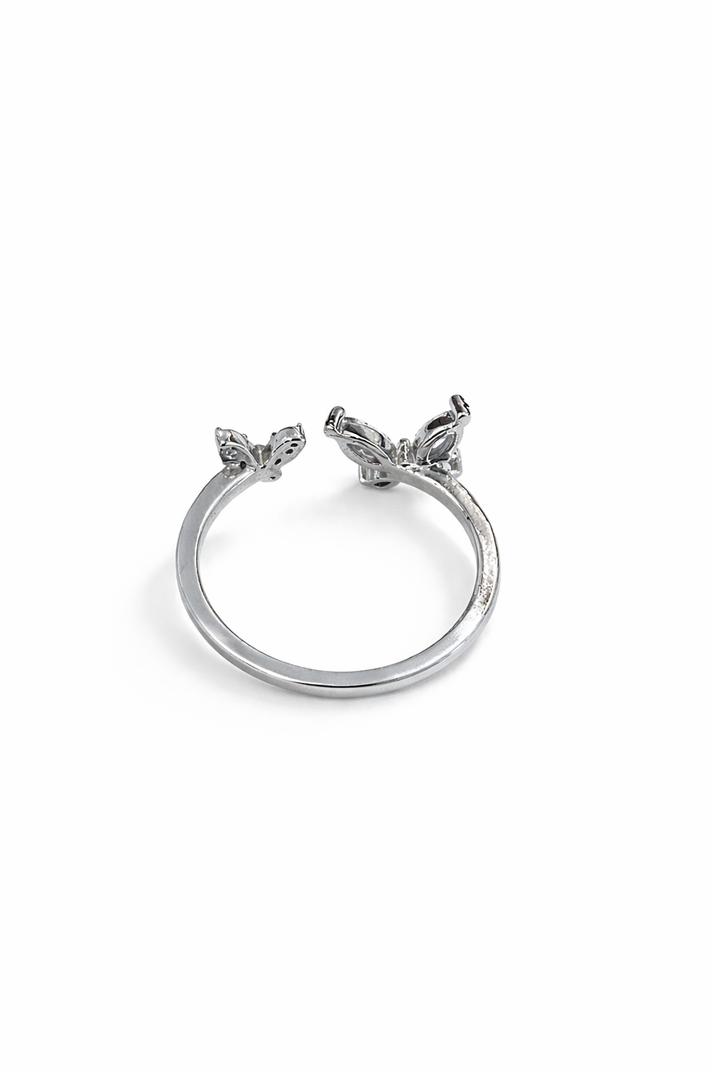 Silver butterfly opening ring