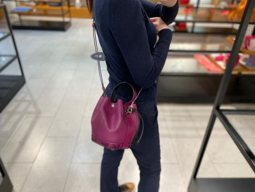 (Preorder) MCM Milano Mini Leather bucket Bag-dark purple