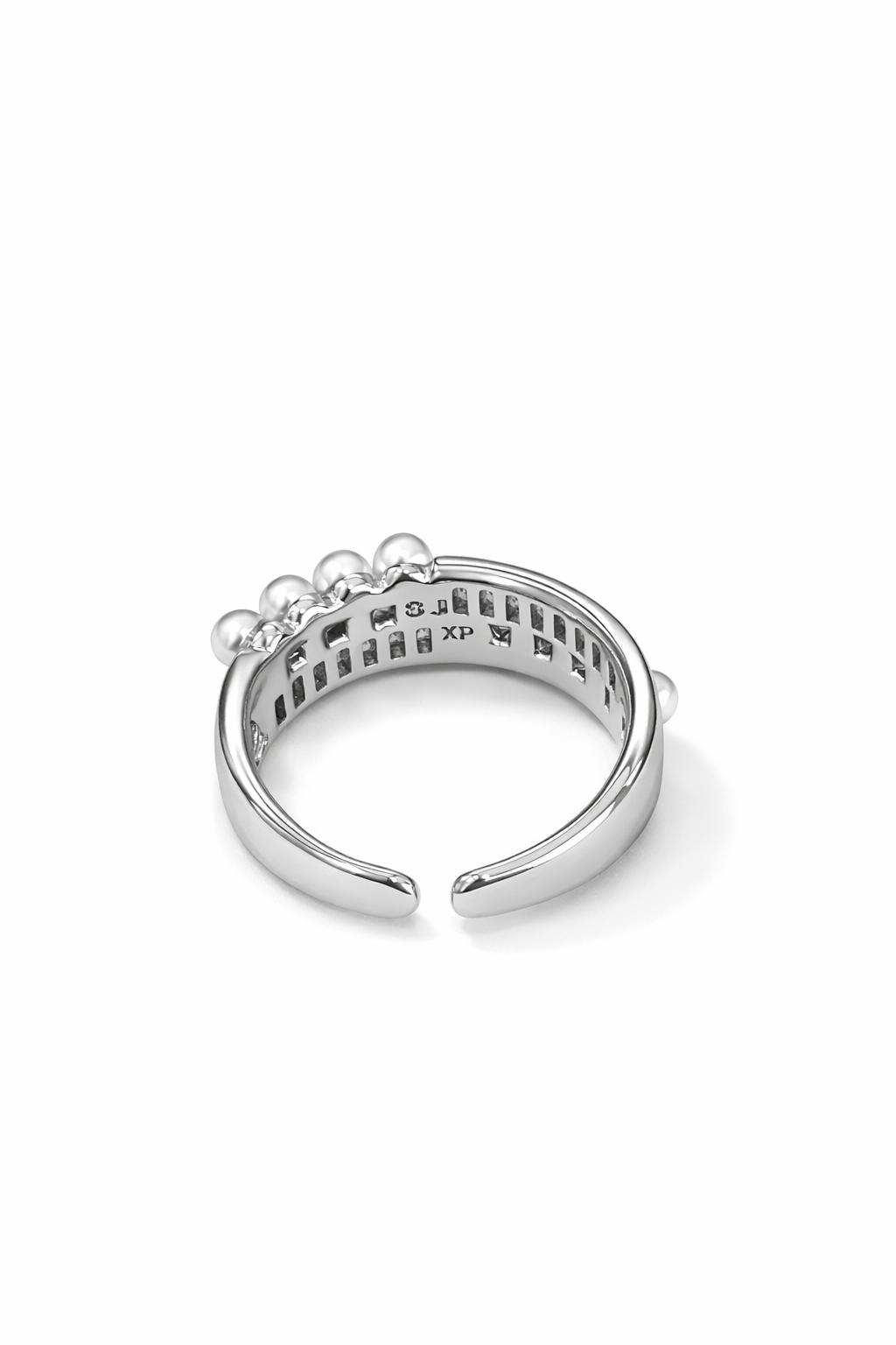 Inlaid pearls and cubic zirconia Adjustable ring