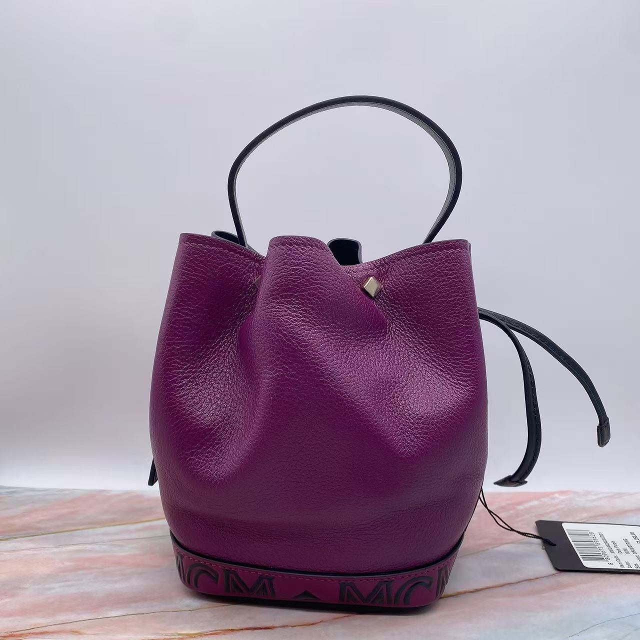 (Preorder) MCM Milano Mini Leather bucket Bag-dark purple