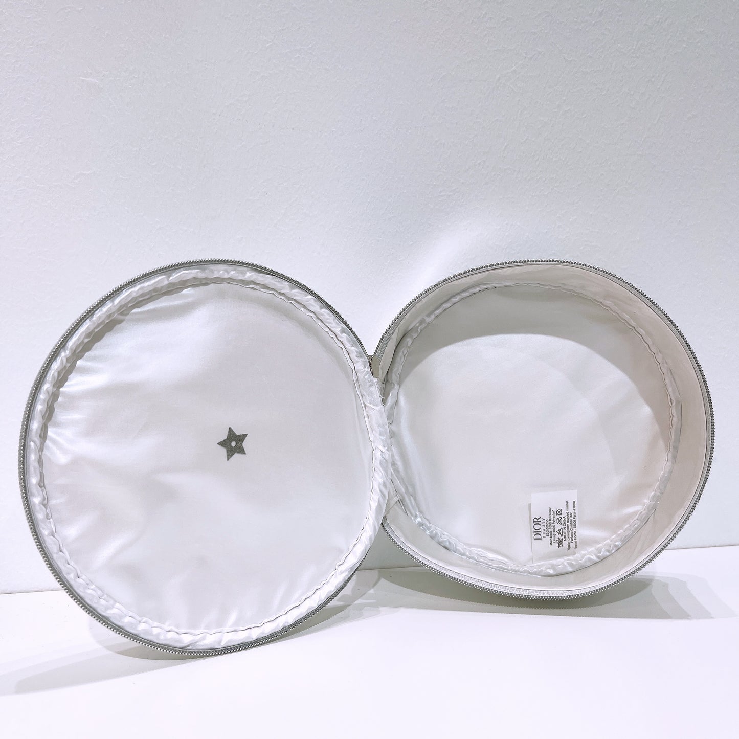 Dior Beauty Round Zipped Silver Pouch