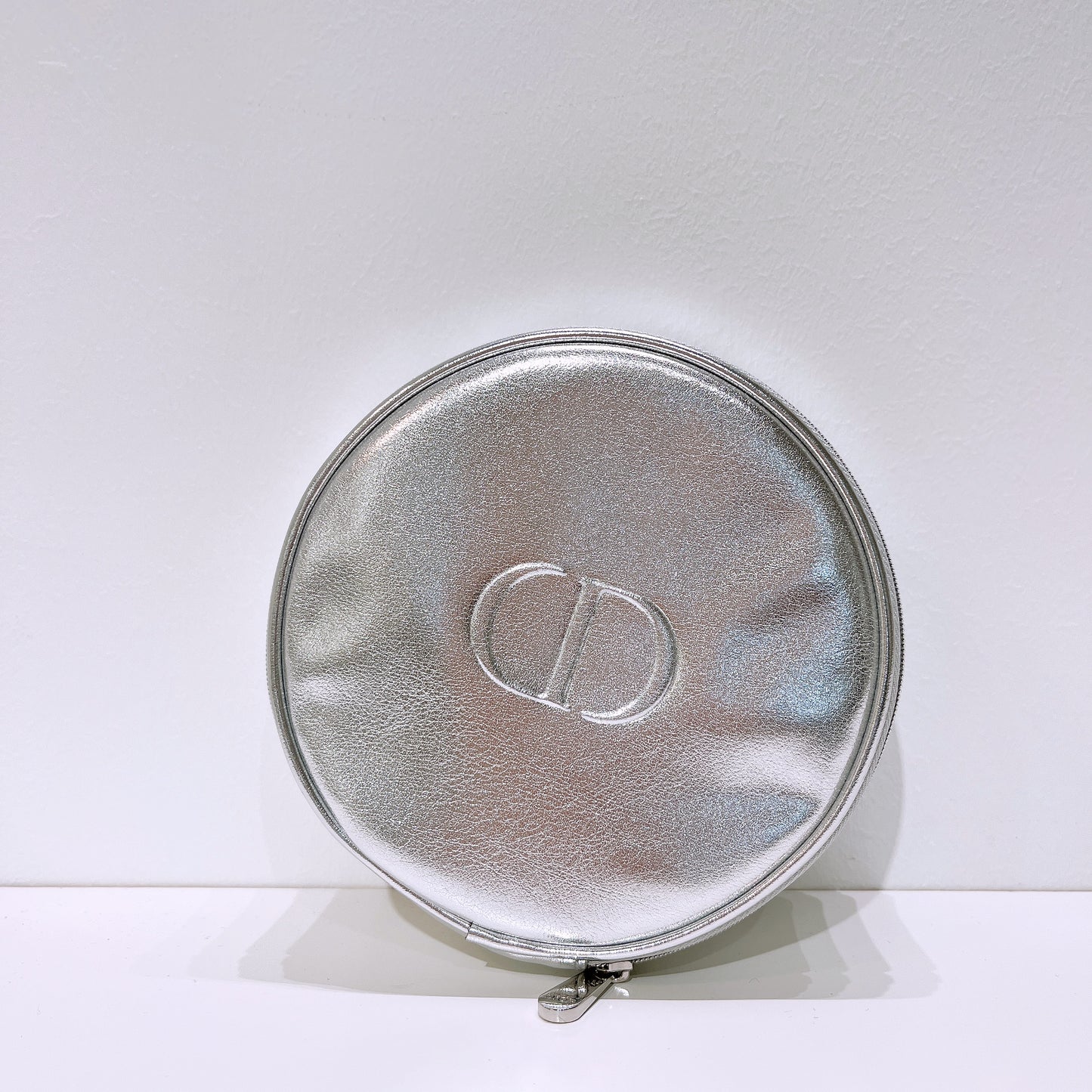 Dior Beauty Round Zipped Silver Pouch