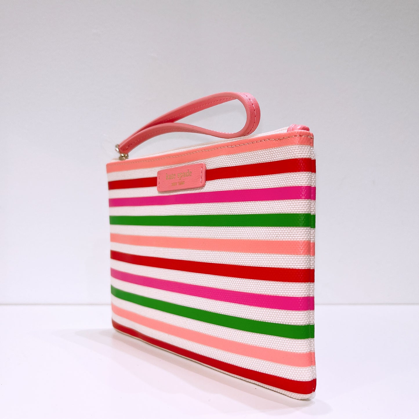 Kate Spade Rainbow striped canvas Large Pouch Wristlet