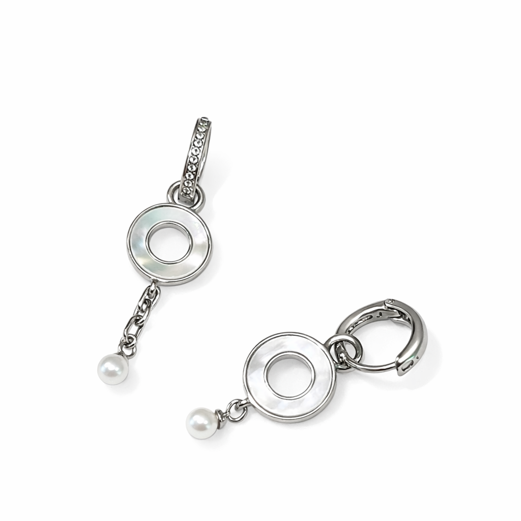 White pearl Silver Earrings