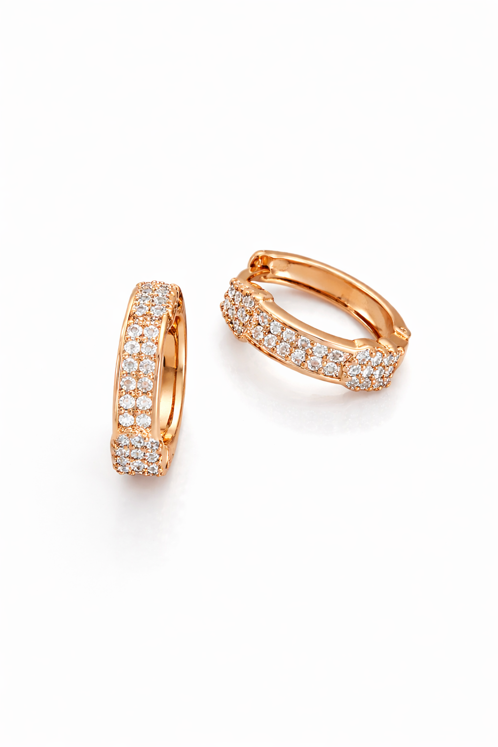 Rose gold diamond mini circle earrings