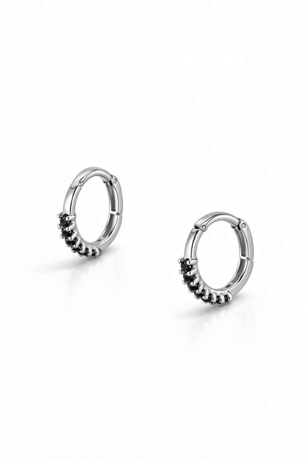 Black gemstone small silver ring earrings