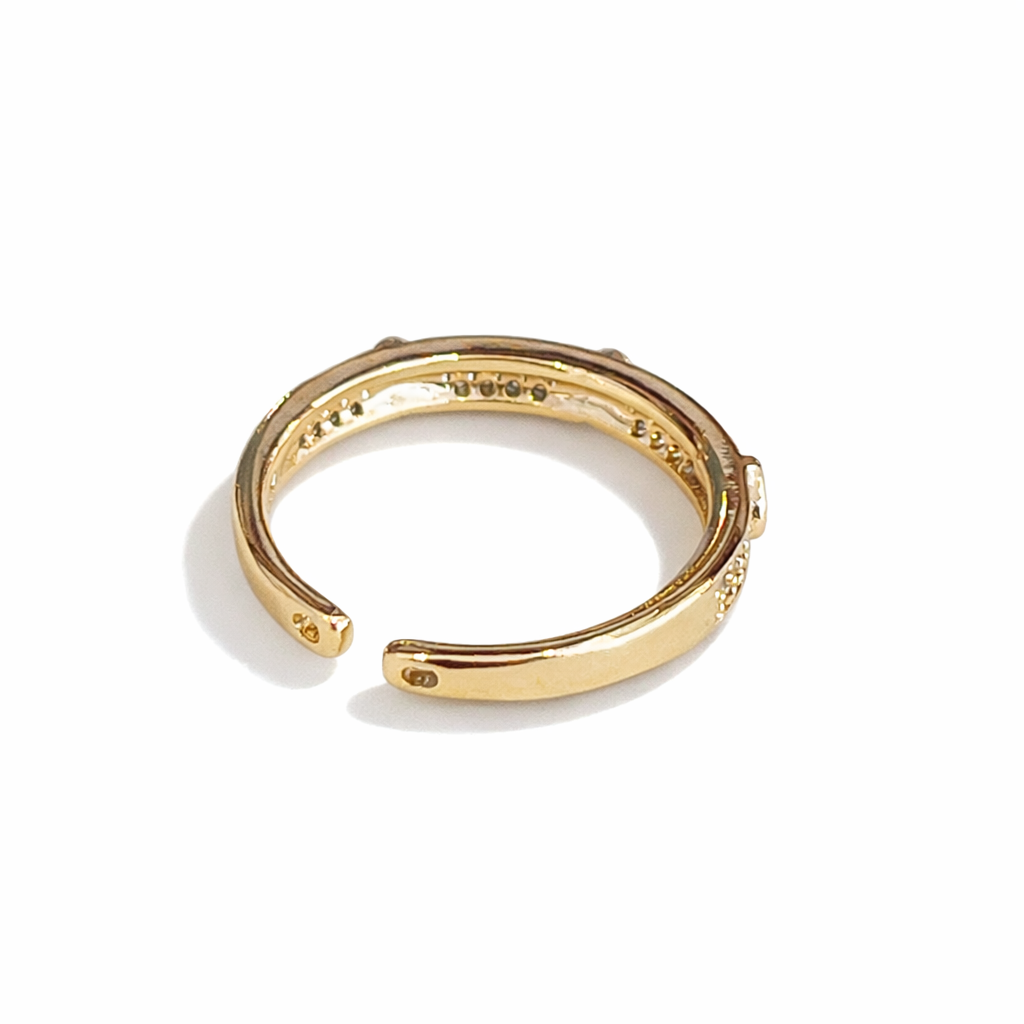 Golden open heart-shaped ring