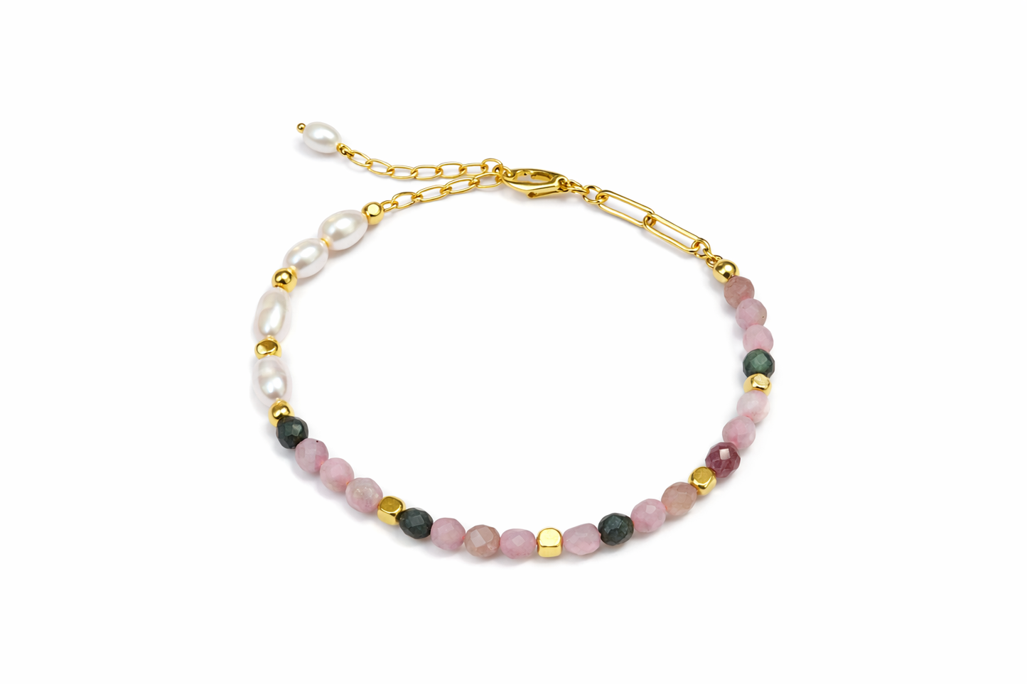 Jasper and freshwater pearl bracelets