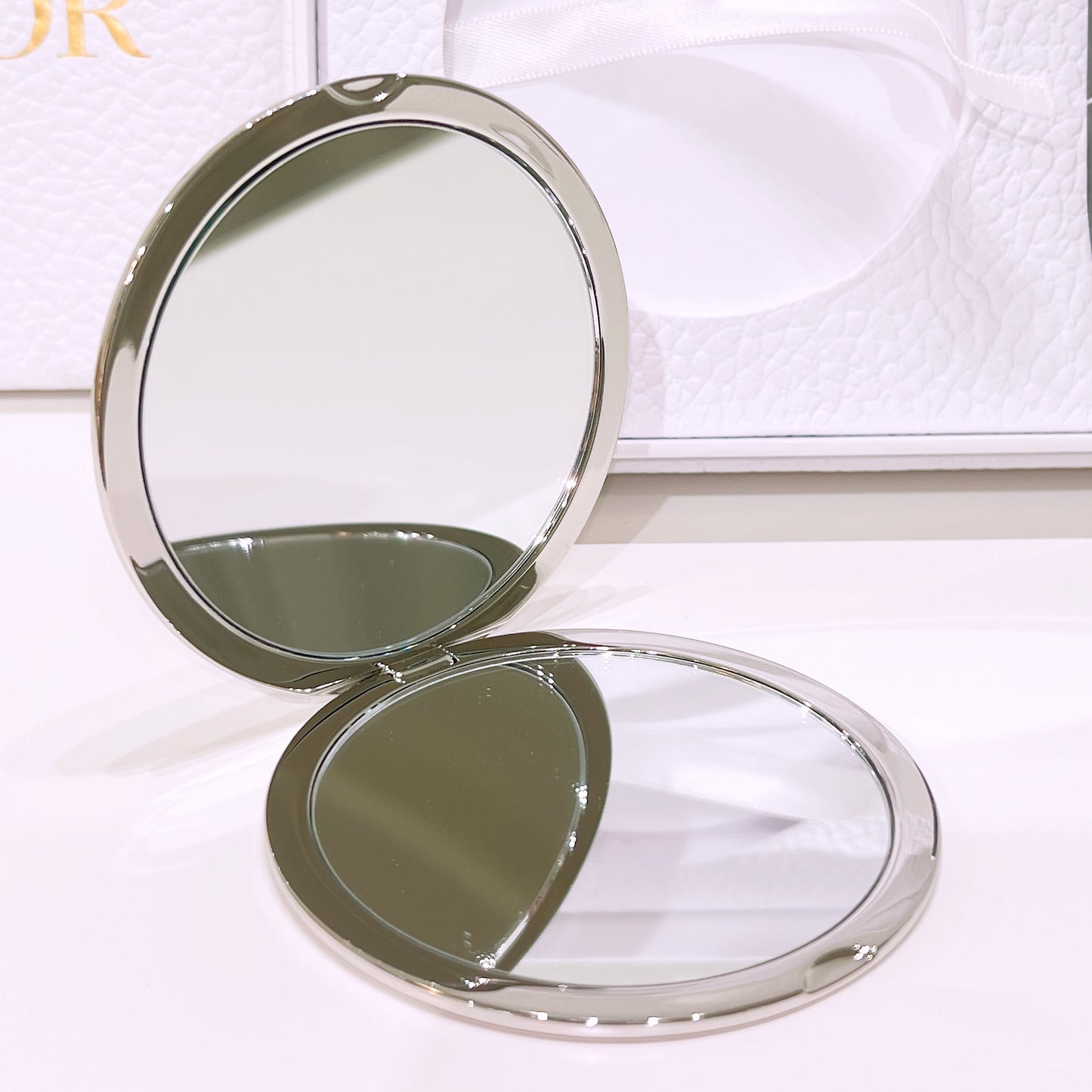 Dior Beauty Silver Cannage Compact Mirror & Lipstick Set