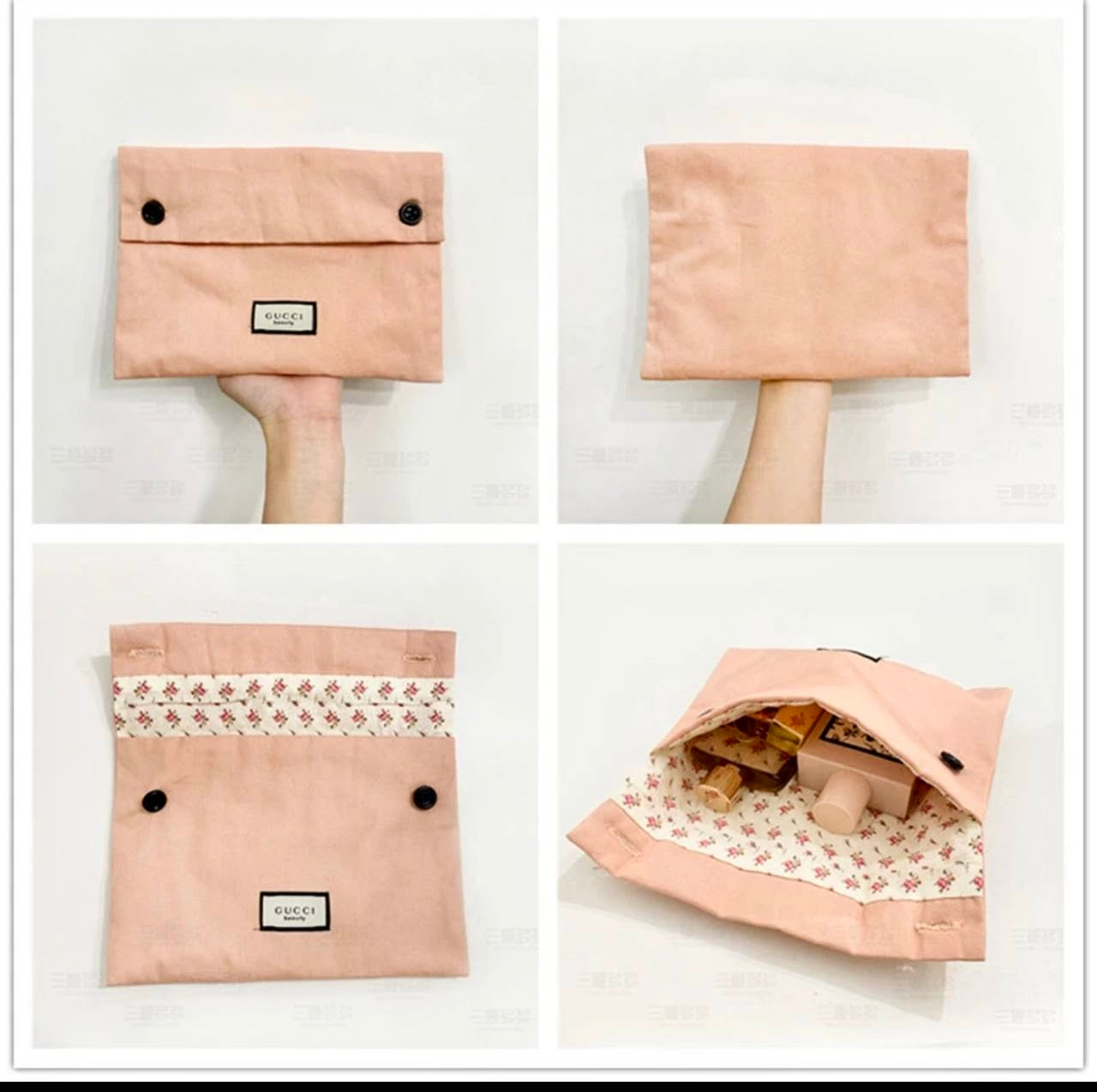 Gucci Beauty pink cosmetic bag