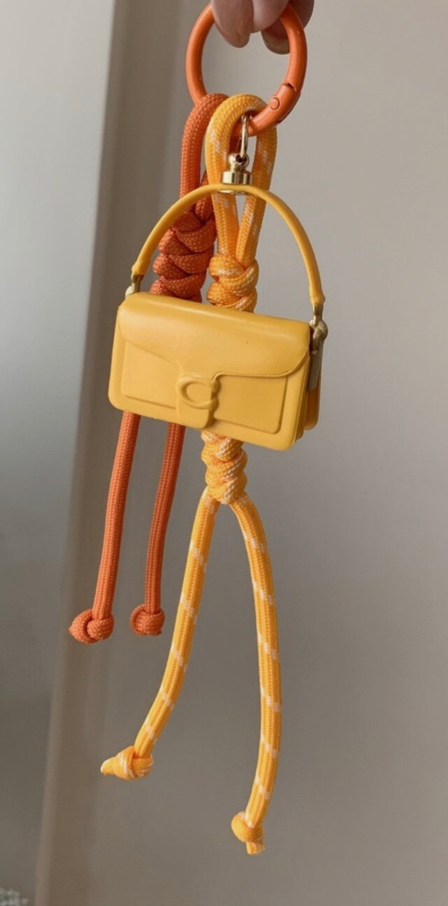 Coach Yellow Tabby Bag Charm Red Key Ring KeyChain