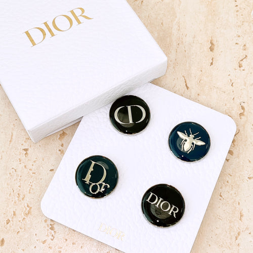 Dior Pin badge Set of 4 Brooch Pins Novelty Black Logo Bee