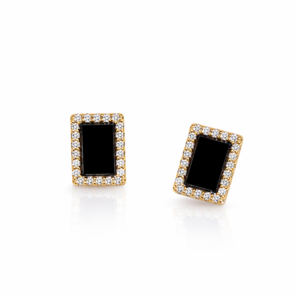 Art Deco Onyx-Style Geometric Studs