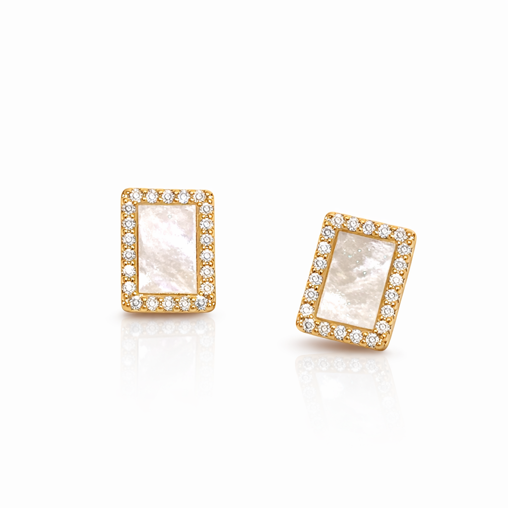 Ethereal Mother of Pearl Geometric Studs