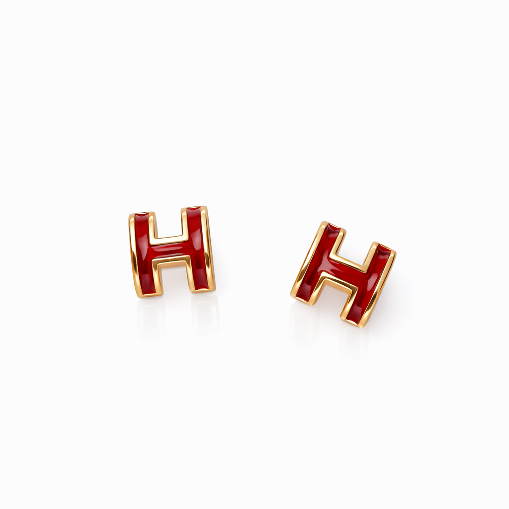Mini Pop H Earrings Maroon