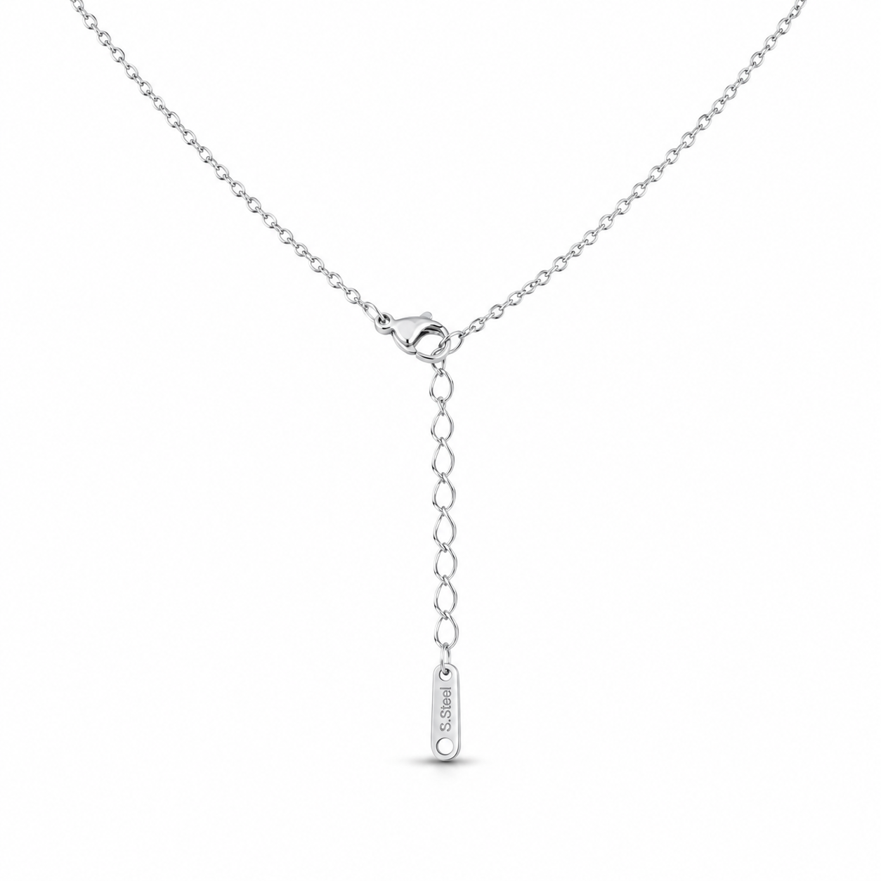 Heart Key Crystal Pendant Necklace – Silver