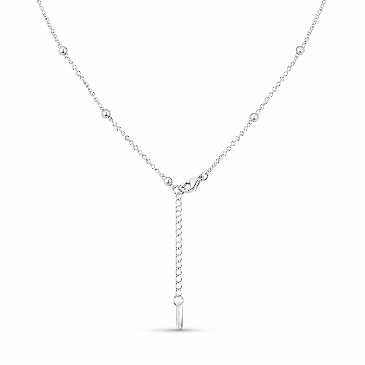 Minimalist Heart Bead Necklace – Silver